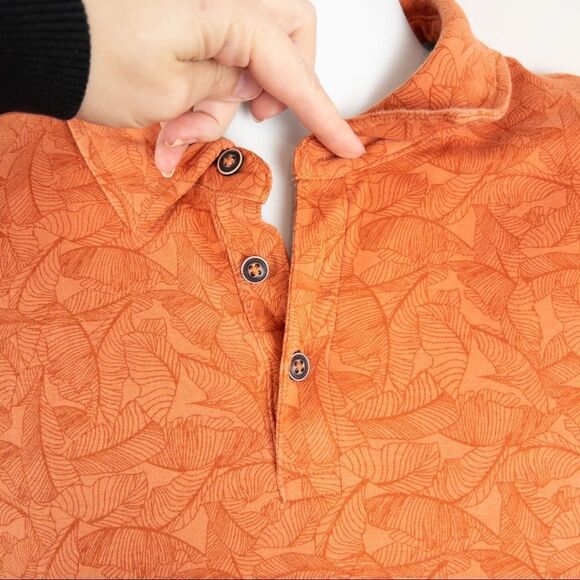 Daniel Hechter Mens Size XL Short Sleeve Polo Shirt Orange Leaf Motif Golf - Picture 7 of 7
